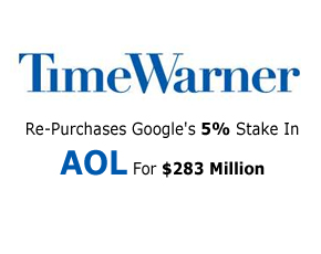 Time Warner Re-Purchases Google’s 5% Stake In AOL For $283 Million