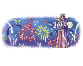 Google’s New Year 2010 Doodles Flares-Up With Happy New Year Messages