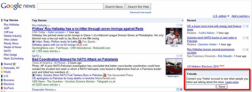 Google News Experiments With Twitter Integration
