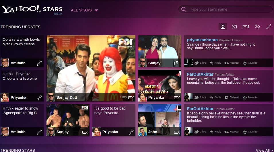 YAHOO STAR UPDATES IN INDIA