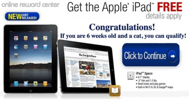 SCAMMY FACEBOOK OFFERING FREE IPAD