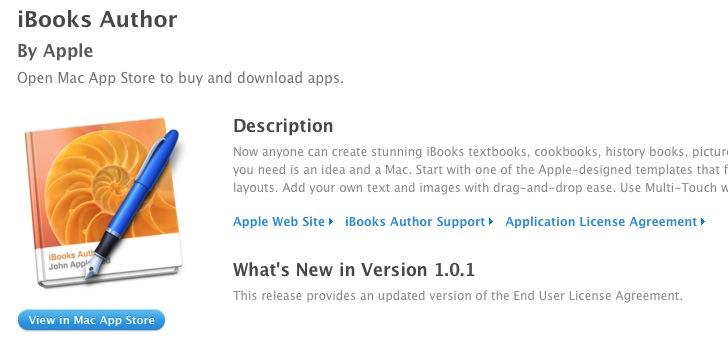 EULA FOR iBOOKS AUTHOR CHANGED : APPLE