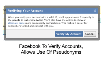 Facebook To Verify Accounts, Allows Use Of Pseudonyms